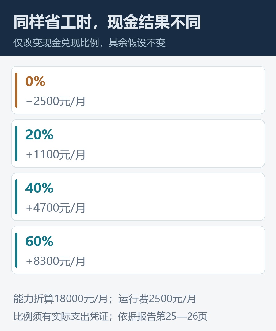 兑现比例变化,现金结果随之变化